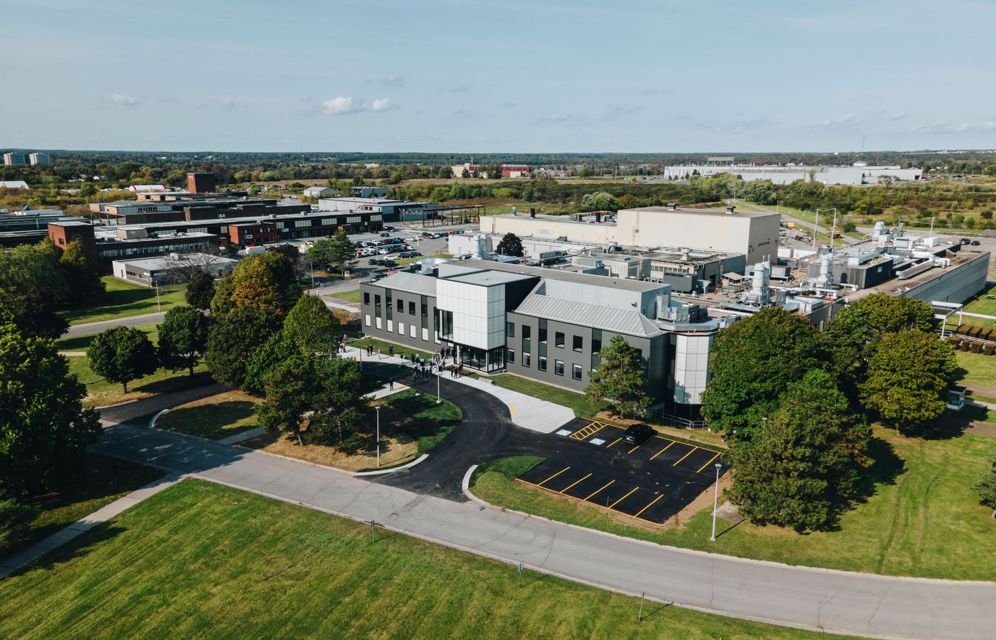 Aerial view of the RXN HUB facility and industrial campus in Kingston, Ontario